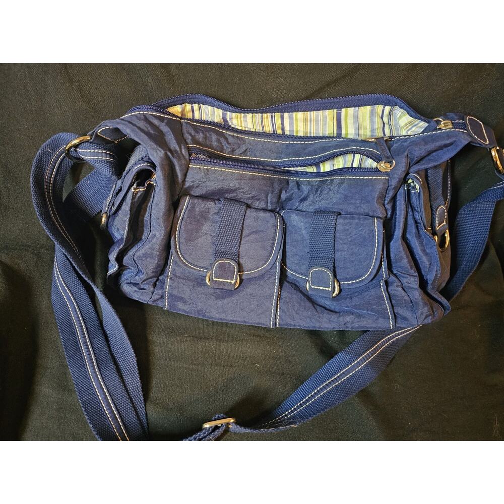 Blue Travelon Anti-Theft Crossbody Nylon Bag With RFID Protection Pocket